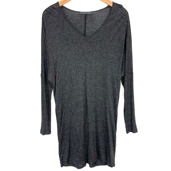 Velvet Grey Dolman Sleeve Long Sleeve Tunic T-Shirt Dress Size Small - Picture 1 of 12